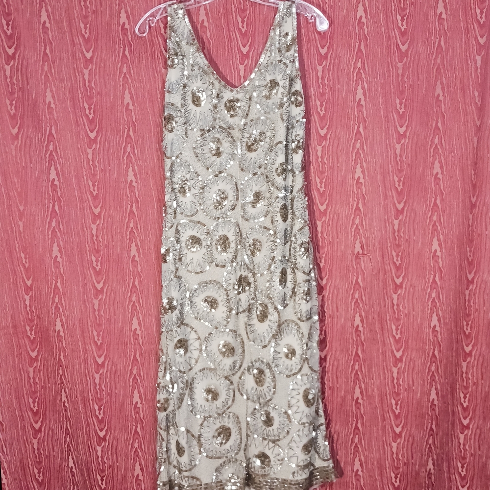 LAUREN RALPH LAUREN PURPLE LABEL NOMITA SEQUIN/BEADS Embellished Midi Cocktail - Picture 3 of 16